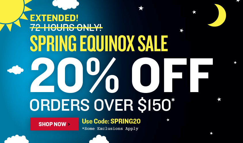 EXTENDED: 72 Hours Only! Spring Equinox Sale  20% Off Orders Over $150 Use Code: SPRING20 *Some Exclusions Apply
