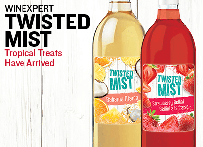 Winexpert Twisted Mist. Tropical Treats Have Arrived. NEW Bahama Mama and Strawberry Bellini.
