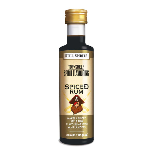 Bottle of Still Spirits Top Shelf Spiced Rum Flavoring.