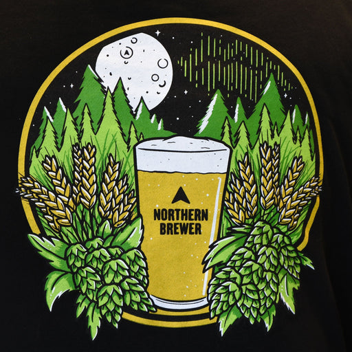 Close up of Northern Brewer Northern Lights Hoodie logo