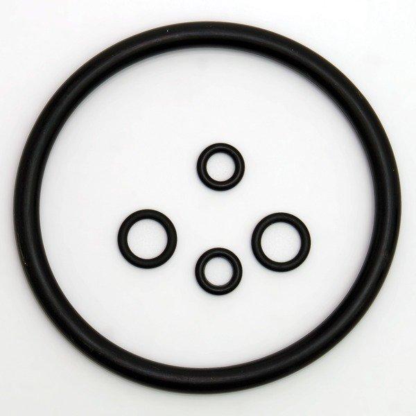 Used Keg Seal Kit, made up of five differently-sized O-rings