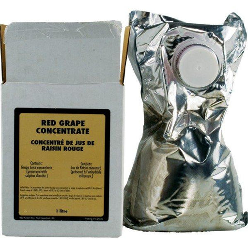 Red Grape Concentrate in a bag beside its box