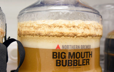 Picture of Beer Fermenting in a carboy with the words Big Mouth Bubbler on it