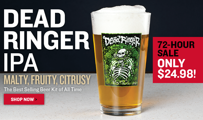 Dead Ringer IPA beer for only $24.98. Malty, Fruity, Citrusy. The Best Selling Beer Kit of All time. 