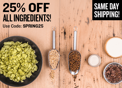 Promotional image of ingredients with a 25% off offer and same day shipping text on a wooden background.