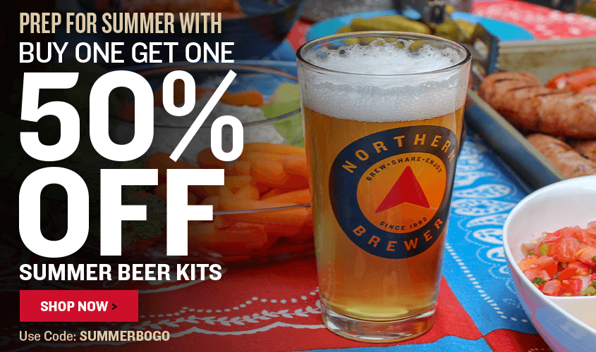 Prep for Summer. Buy one get one 50% off Summer Beer kits. Use code SUMMERBOGO