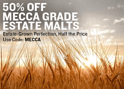50% Off Mecca Grade Estate Malts. Estate-Grown Perfection, Half the Price. Use code MECCA