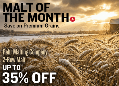 Advertisement for Rahr Malting Company with a field of wheat and promotional text.