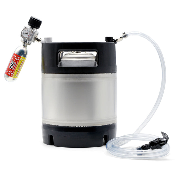 1.75 gallon keg with gas and liquid connections