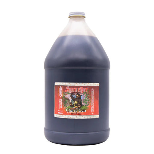 A gallon jug of Sprecher cherry cola concentrate.