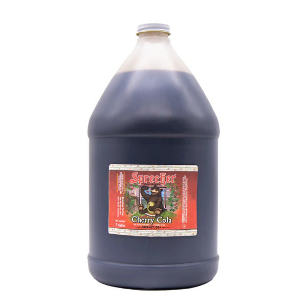 A gallon jug of Sprecher cherry cola concentrate.