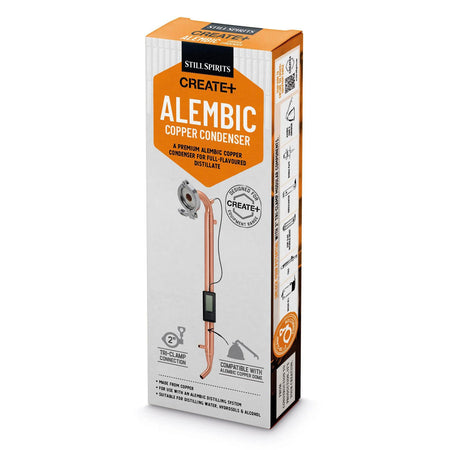 Still Spirits Alembic Copper Condenser packaging on a white background