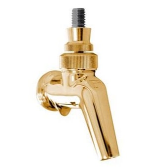 Gold beer tap on a white background