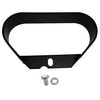 Black metal gauge guard with two screws on a white background