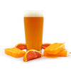 Glass of Cream ale with orange slices and popsicles on a white background
