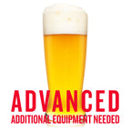 Glass of Beekeeper's Saison Beer with overlay text "Advanced Additional Equipment Needed."