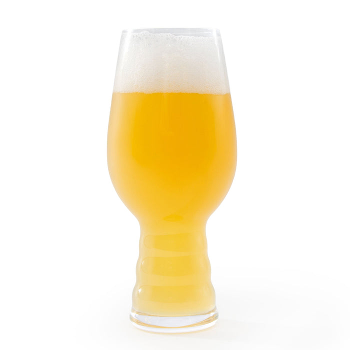Glass of NA Hazy IPA Beer with a white background
