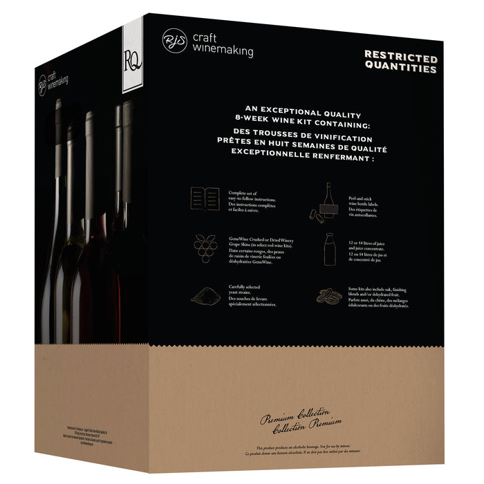 backside of the RJS RQ 2024 Italian Sangiovese Cabernet Sauvignon Wine Kit box