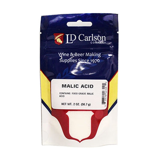 Packaging of LD Carlson Malic Acid for wine and beer making on a white background