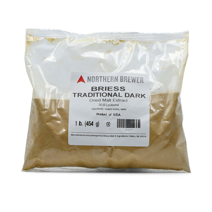 Briess Traditional Dark dry malt extract in a one-pound bag