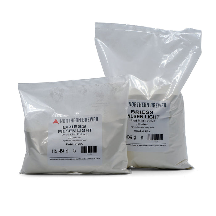 1-pound and 3-pound bags of Pilsen Dry Malt Extract