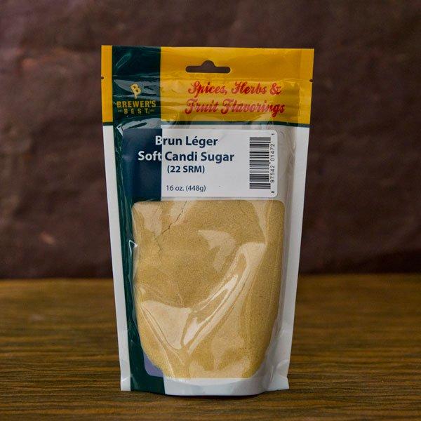 Brun Leger Soft Candi Sugar in a one-pound bag on a table