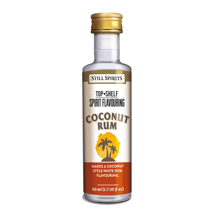 Bottle of Still Spirits Top Shelf Coconut Rum Flavoring.