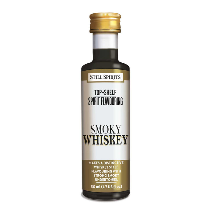 Bottle of Still Spirits Top Shelf Smoky Whiskey Flavoring.