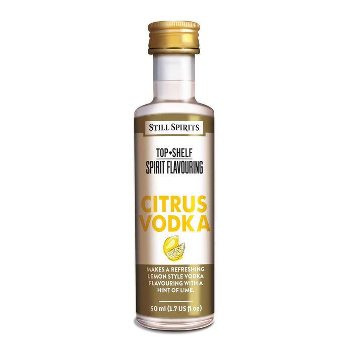 Bottle of Still Spirits Top Shelf Citrus Vodka Flavoring.