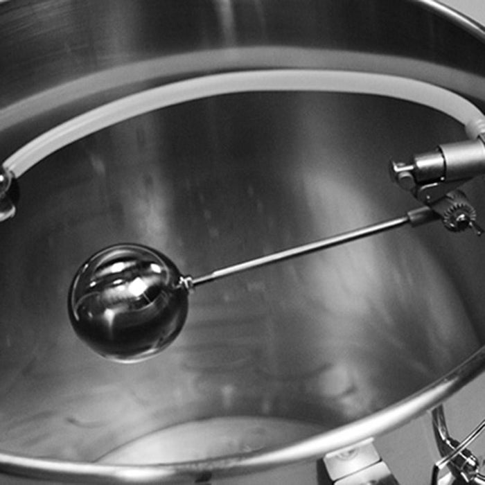 The float ball of the sparging system in a brewing kettle