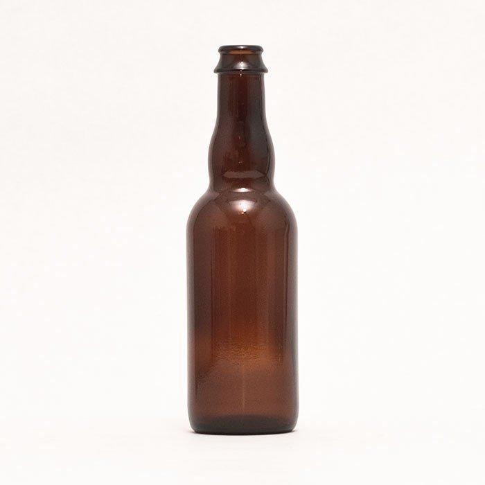 Brown 375 ml Belgian-style Beer Bottle intended for use with a crown bottle cap