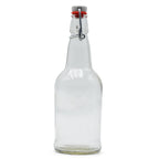 Clear Glass EZ Cap Bottle with an attached swing top closed