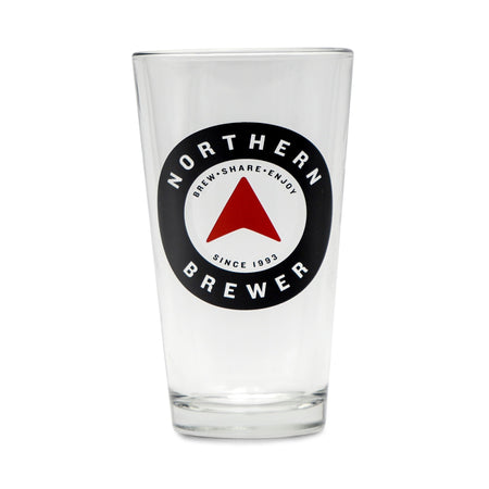 An empty Northern Brewer Logo Pint Glass