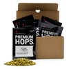 Noble Hop Sampler Pack with one hop bag in front, and a small pile of hop pellets in the foreground