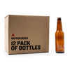 A box labeled "Northern Brewer 12 Pack of Beer Bottles" and a brown glass bottle next to it.