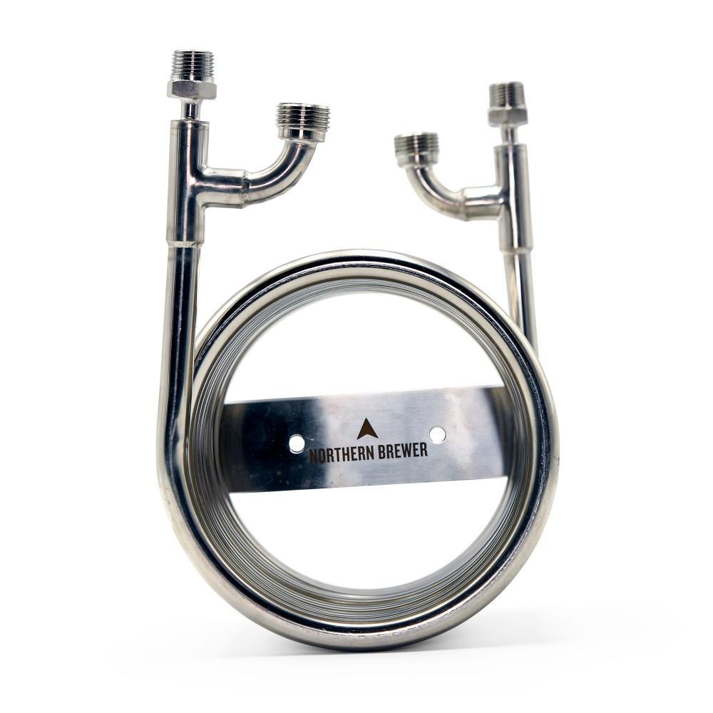 Northern Brewer Stainless Counterflow Chiller from a top-down view