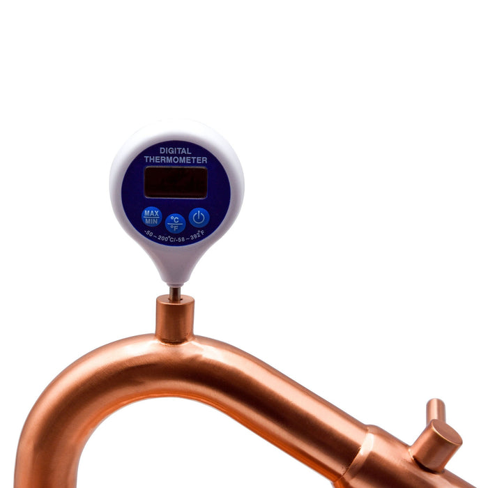 Close-up of the thermometer on the Copper Alembic Condenser