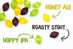 Brew Candy flavor descriptors honey ale, roasty stout, hoppy ipa