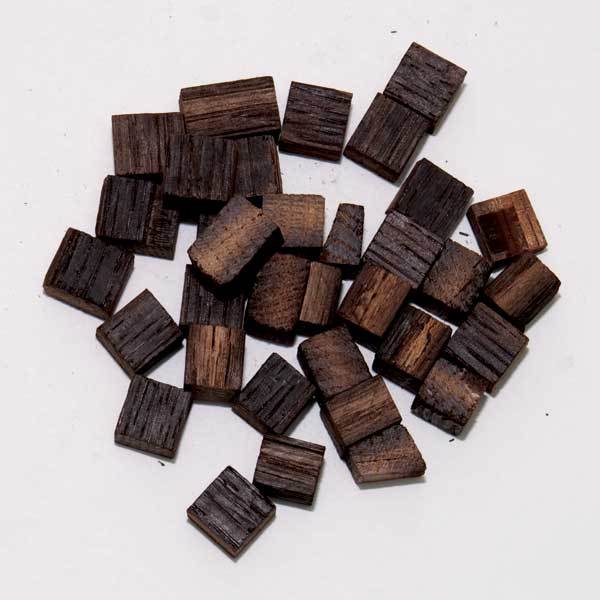 French heavy toast oak cubes in a pile
