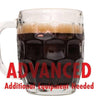 A mug of Dark Cherry Stout with an All-Grain warning: "Advanced, additional equipment needed"