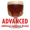 Belgian Dubbel homebrew in a chalice with an All Grain warning: "Advanced, additional equipment needed"