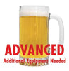 SMASH American Session Ale in a tall mug with a customer caution in red text: "Advanced, additional equipment needed" to brew this recipe kit