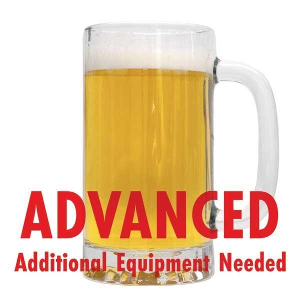 SMASH American Session Ale in a tall mug with a customer caution in red text: "Advanced, additional equipment needed" to brew this recipe kit