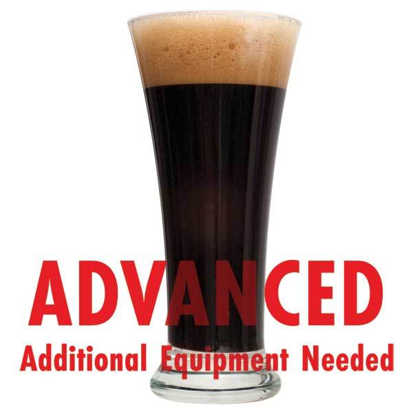 Black IPA homebrew in a glass with an All Grain warning: "Advanced, additional equipment needed"