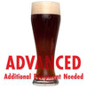 Dunkelweizen homebrew in a tall glass with an All-Grain caution: "Advanced, additional equipment needed"