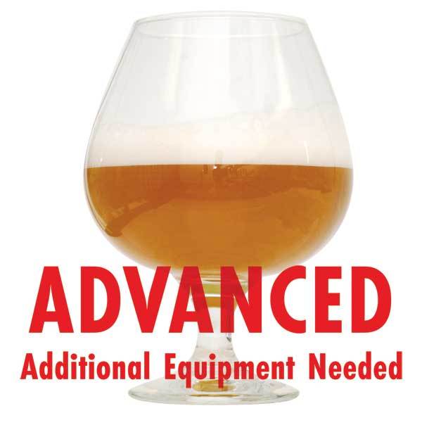 Cascade Mountains West Coast Imperial IPA homebrew in a glass with an All-Grain warning: "Advanced, additional equipment needed"