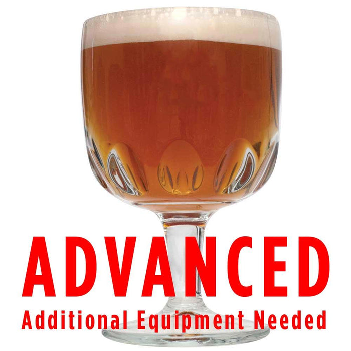 Elixir of Antwerp Belgian Pale Ale All Grain Recipe Kit with red text warn advanced additional equipment needed