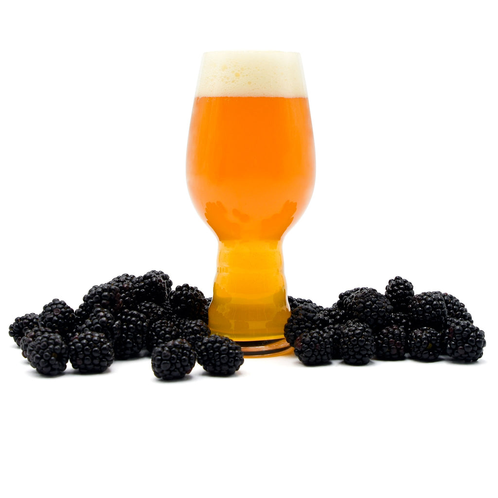 Blackberry Milkshake IPA All Grain Recipe Kit with blackberries around base.