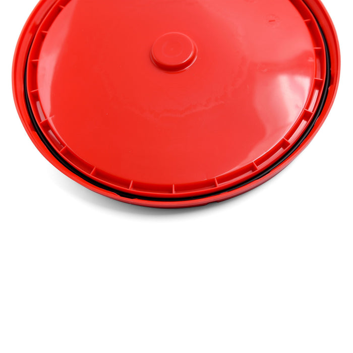 Upside-down view of the undrilled 6.5-gallon bucket lid with gasket