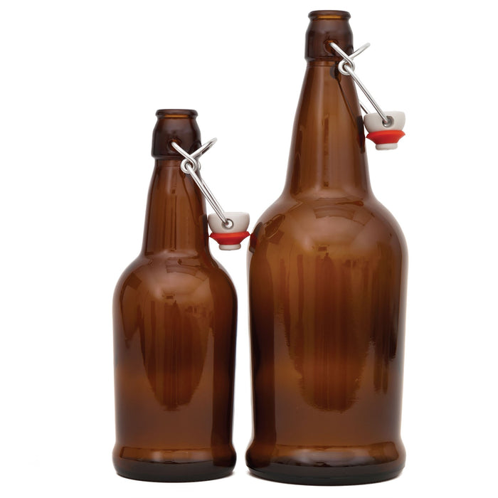 Linear Designed Brewing Bottles, Swing Top, 1 Liter, Set of 2